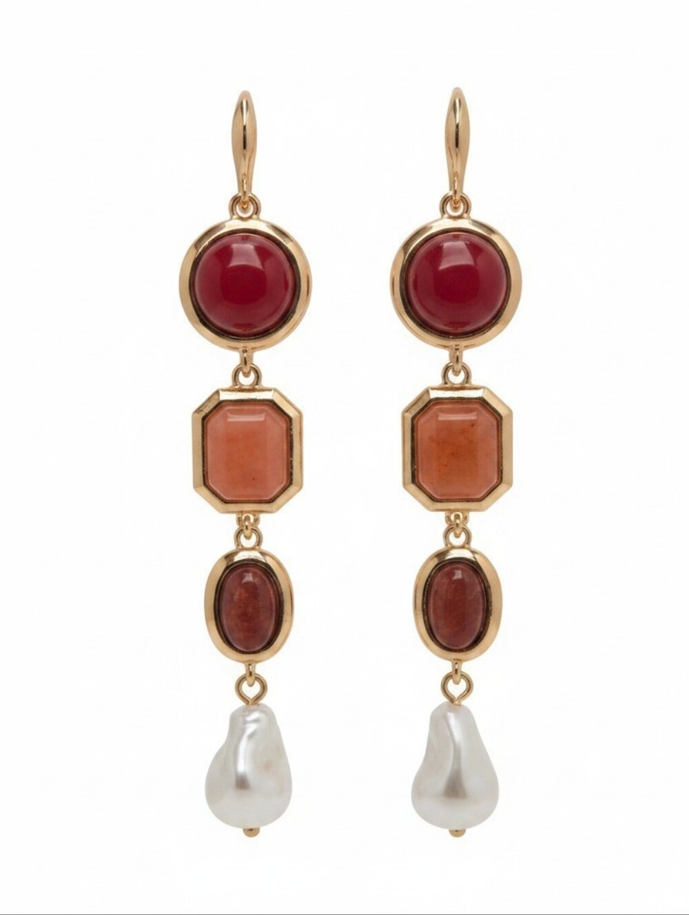 💕▪️Parker Rose▪️ Pink Semi Precuous Stone Drop linear  Earrings